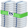 24 Pk 16x19 Cotton Kitchen Cleaning 30 Oz Bar Mop Towel Blue (Blue Stripe)