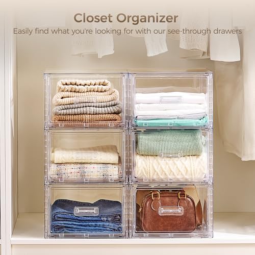 2 Pack Clear Stackable Storage Drawers 15QT (Medium)