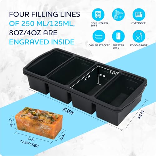Silicone Freezer Trays with Lid (Grey-1 cup)