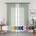 Sheer Curtains 90 Inches Long 2 Panels Set (Sage Green / 42"W x 90"L (Pack of 2))