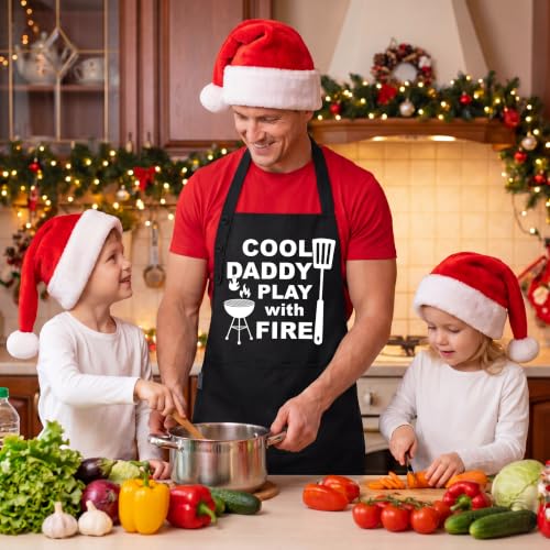 Kitchen Apron for Women & Men Waterdrop Resistant (1 Pack - Black - Cool Daddy Play With Fire)