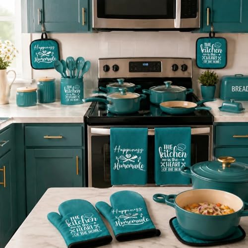6 Pcs Kitchen Decor Accessories Set (Teal / Kitchen)