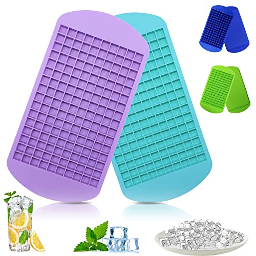 Silicone Mini Ice Cube Trays 2 Pack (Purple, Blue)