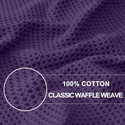 100% Cotton Waffle Weave Kitchen Dish Towels 24 (Eggplant / 13 X 28 - 24 Pack)