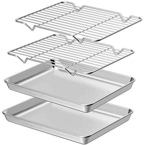 Baking Sheet with Rack Set [2 Sheets + 2 Racks] (9 x 7 x 1 inch)