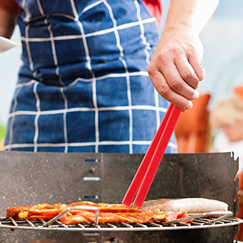 2 Pcs 11.8 Inch Silicone Cooking Tongs Tweezers (Black, Red)