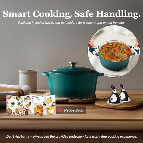 Enameled Cast Iron Dutch Oven (7 Quart / Bottle green)