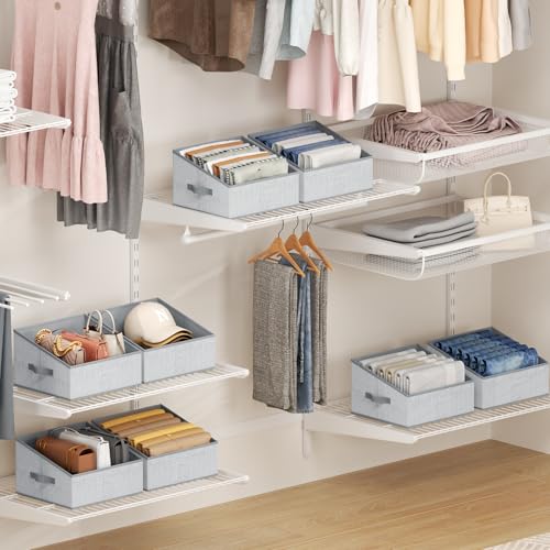 Closet Storage Bins (Blended Gray / 6 Bins 11.4"x11.4"x7.8")