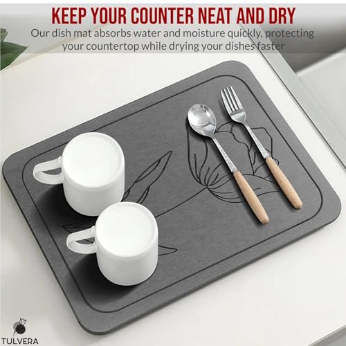 Stone Dish Drying Mat for Kitchen Counter (Classic Floral / 15.7" x 11.8")