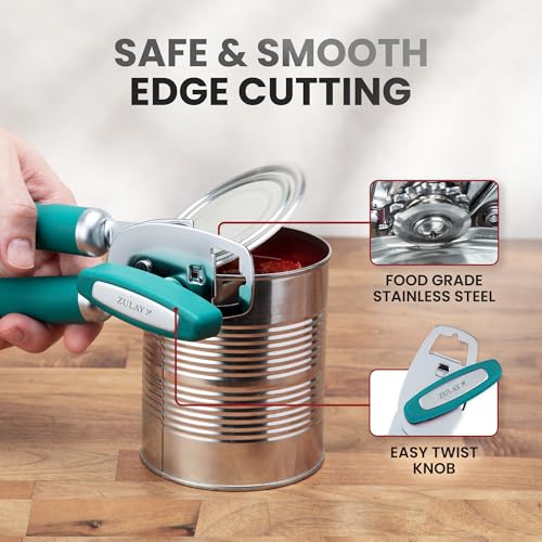 Manual Can Opener Heavy Duty Patented Stainless Steel (Emerald / Comfy Grip)