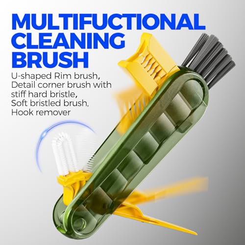 6 Pack 4 in 1 Cup Lid Cleaning Brush 3 Straws Bottle Brush (Olive)
