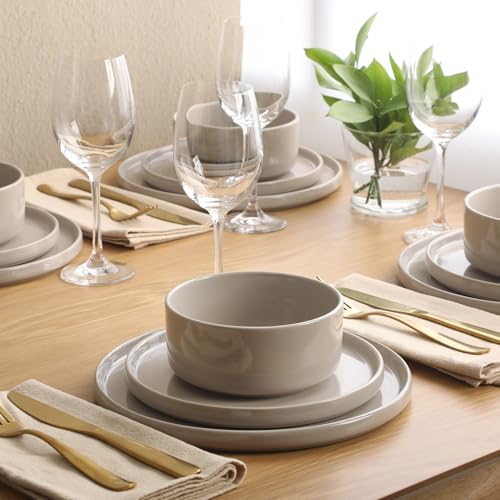 Moonstone 12 Piece Modern Stoneware Dinnerware Set for 4 (Grey (Moonstone) / Service for 4 (12pcs))