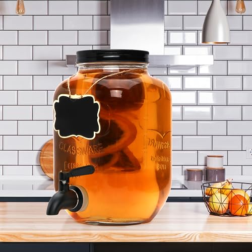 1 Gallon Drink Dispensers for Parties (Black-Stainless Steel Faucet)