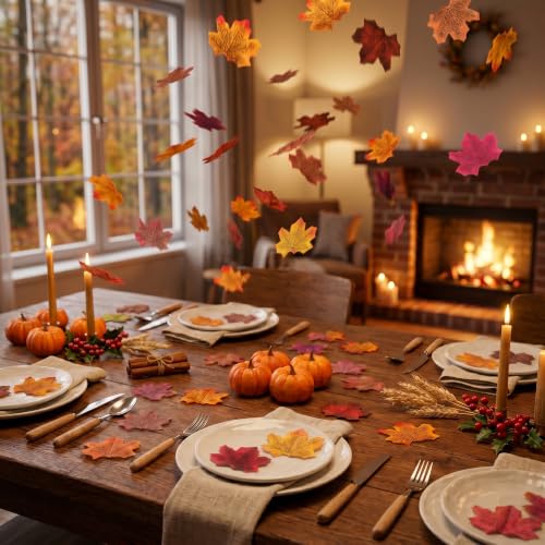400Pc Artificial Fall Leave Silk Maple Leaf for Thanksgiving Decor (400 Pc Fall Leaf / Fall Leaves)