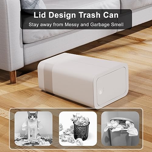 3 Pack 10L 2.6 Gallon Small Trash Can with Lid (Black-Grey-Off White / 3 X 2.6 Gal)