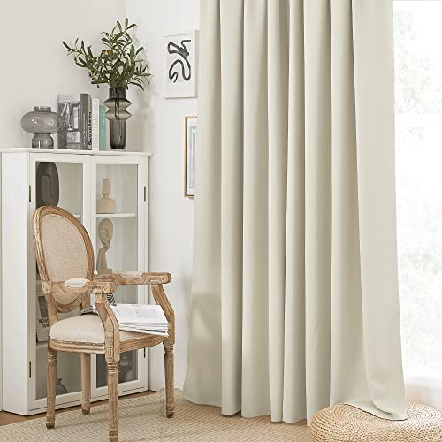 Curtains for Bedroom Living Room Nursery Office 63 inches Long (Beige / 42"W x 63"L (Pack of 2))
