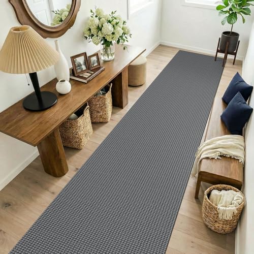 Cotton 2.5'x14' Runners Rugs for Hallway (Grey/Dark Grey / 2'8" x 14' (Runner))