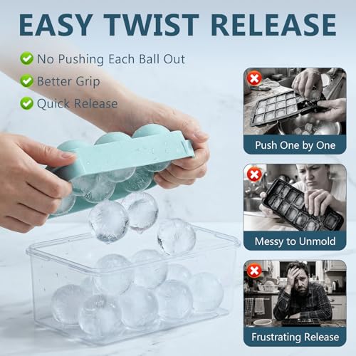 1.9 Inch Large Ice Cube Molds (1.9In*6 Balls / Blue/2 Pack)
