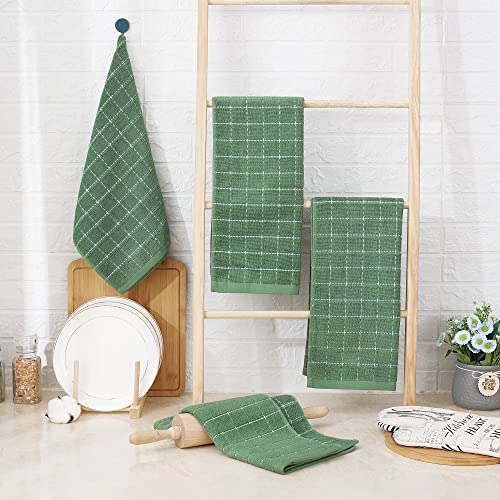 100% Cotton Terry Kitchen Towels (Grass Green / 13 X 28 - 4 Pack)