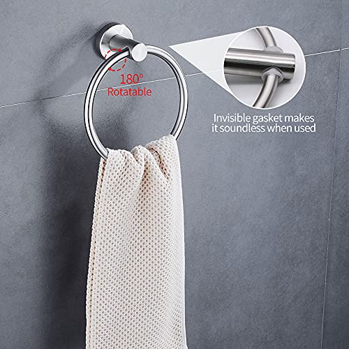 2pcs Brushed Nickel Toilet Paper Holder and Towel Ring Set (2pcs Brushed Nickel)