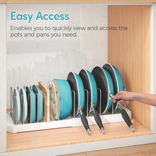Expandable Pan Organizers Inside Cabinet with 12 Dividers White (White / 12 Adjustable Dividers)