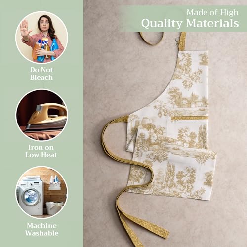 Aprons for women with Pocket 100% Cotton Pack of 1 (086 - Trianon - Bronze)