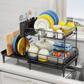 Dish Drying Rack for Kitchen Counter (2 Tier - Expandable - Black)