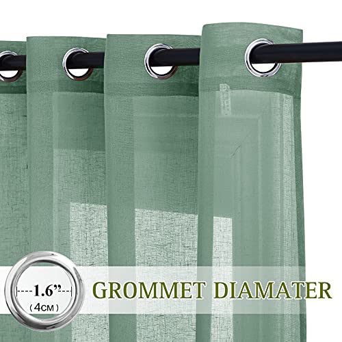 Semi Sheer Short Curtains for Small Window (52"W x 45"L (Pack of 2) / Olive Green)