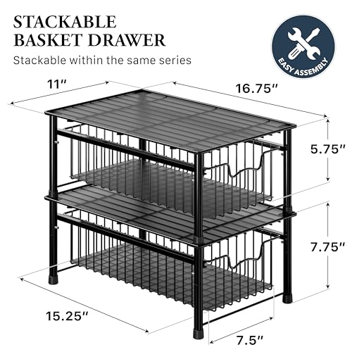 Stackable Basket Drawer (1-tier / Black)