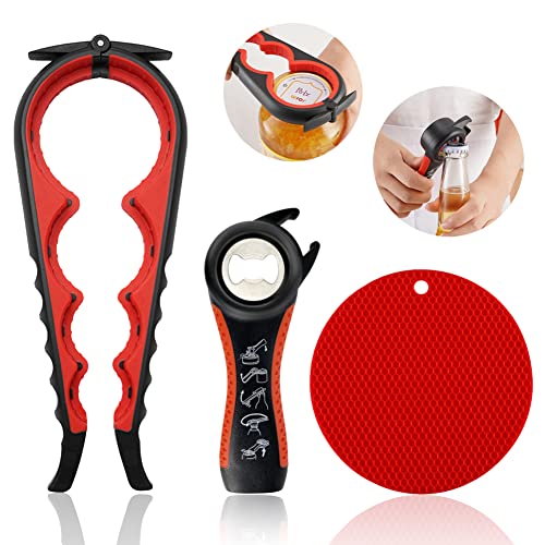 Jar Opener for Weak Hands (Red / 3-piece set)