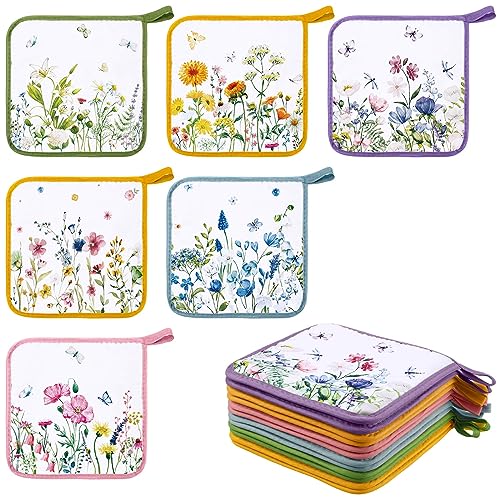 12 Pcs Pot Holders with Pocket (Watercolor / Floral)