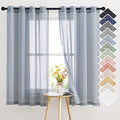 Semi Sheer Linen Blend Window Curtains (52"W x 63"L (Pack of 2) / Sea Mist)