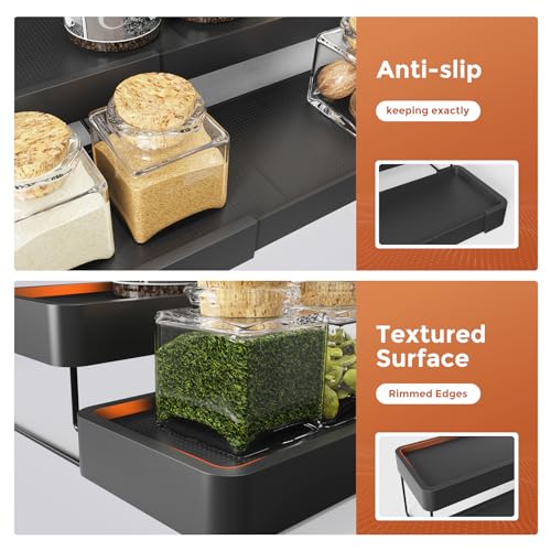 Expandable Spice Rack Organizer (Black / 1 Pack)