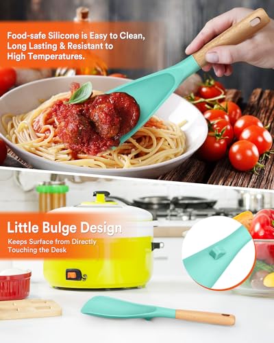 Cooking Spoon and Rice Scooper for Nonstick Cookware (Green)