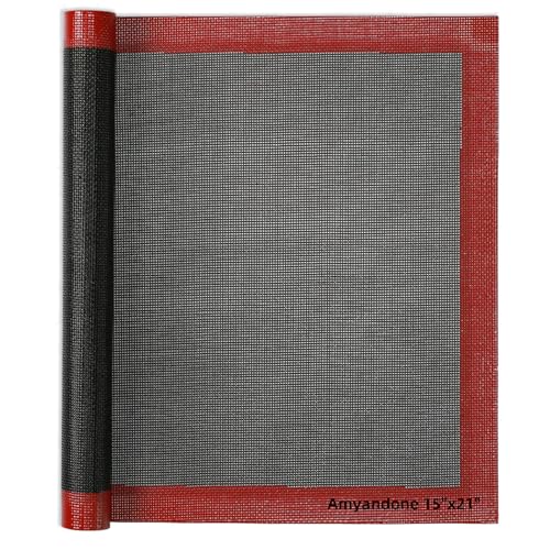 Perforated Silicone Baking Mat for Two (Black Background with Red Trim / 19.7"L x 13.6"W)