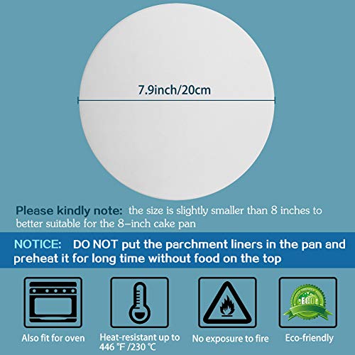8 Inch Parchment Paper Rounds for Cake Pans (8inch-100pcs / White)