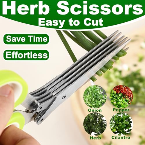 Heavy Duty Poultry Shears Herb Vegetable Salad Scissors 2pcs set (Red Green)