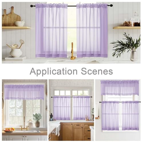 Cafe Curtains 36 Inch Length Tier 2 Pieces (Lavender / 42"W x 36"L (Pack of 2))