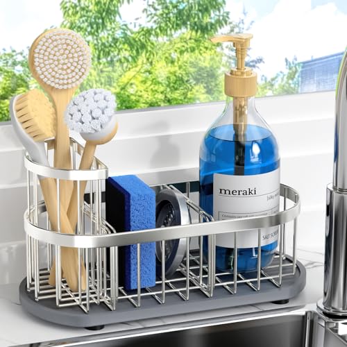 Sink Caddy with Stone Drying Mat (Silver)