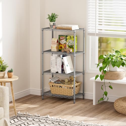4 Metal Shelves Wire Shelving Storage Shelf Adjustable Unit Pantry (Grey / 4 Tier 14"Dx24"Wx48"H)