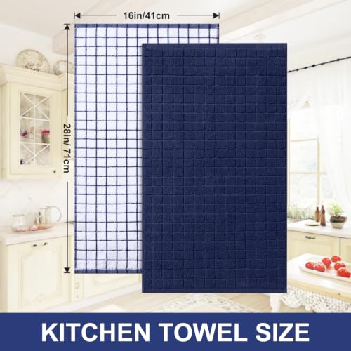 Large Premium Cotton Kitchen Towels 16"x 28" (Dusty Blue / 16" X 28" - 8 Pack)