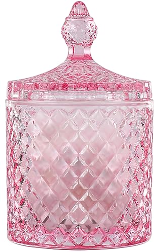 Qtip Holder Apothecary Jars with Lid (23 Ounces / Pink)
