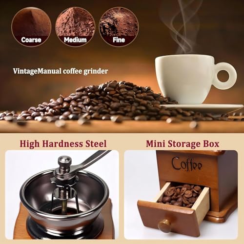 Burr Coffee Grinder Manual Wooden Hand Crank Bar Gift
