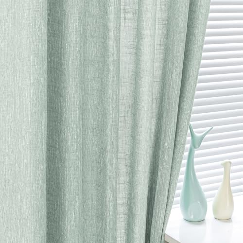 Living Room Curtains for Windows Semi Sheer Curtains 90 Inch Length Boho Room Decor Sliding Glass Patio Doorways Light Filtering Privacy Protect Soft Texture (50"W x 90"L (Pack of 2) / Aqua)