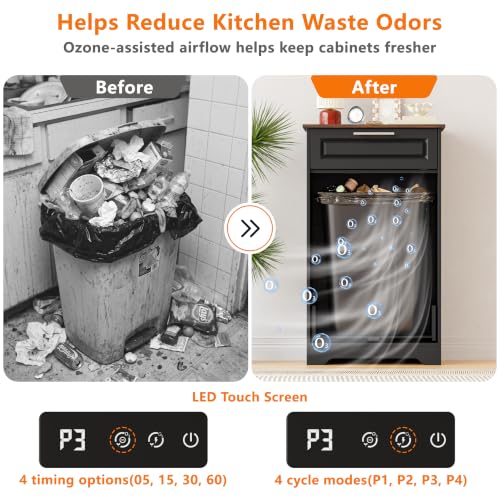 Single 10 Gallon Tilt Out Trash Can Cabinet with Deodorizing Function (Black / 13.11"D x 20.91"W x 35.2"H(Single))