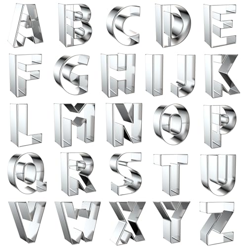 2 Inch Alphabet Cookie Cutter Set (2 Inch Letters - 26Pcs)