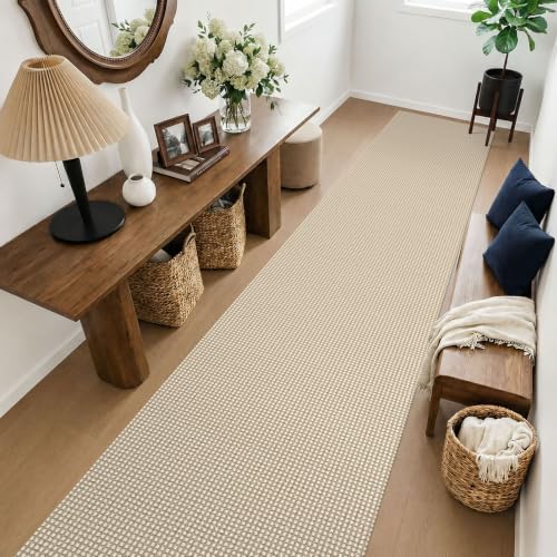 Cotton 2.5'x14' Runners Rugs for Hallway (Oatmeal Beige / 2'8" x 14' (Runner))