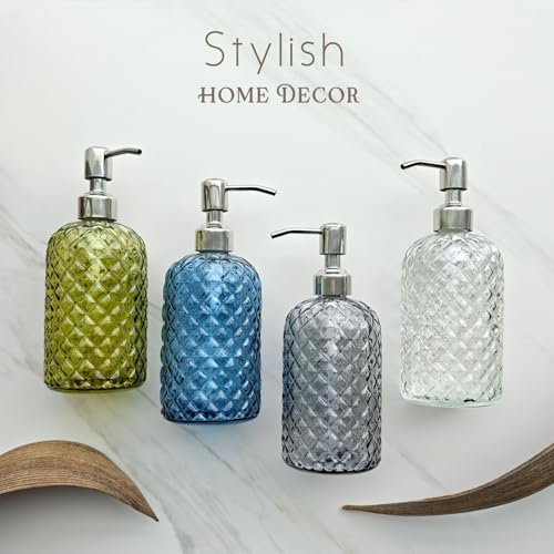 18Oz Smoky Gray Glass Soap Dispenser with Rust Proof Pump (Smoky Gray)