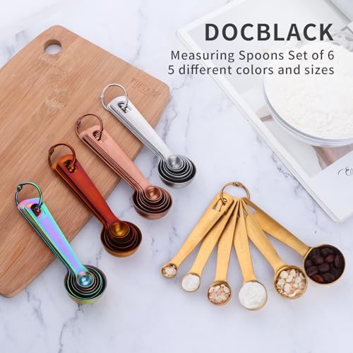 18 8 Stainless Steel Measuring Spoons 6pc Rainbow for Dry (6PCS Baking Measuring Spoons / Rainbow)