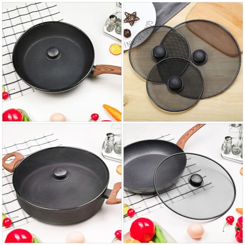Splatter Screen for Frying Pan Oil Splash Guard Mesh Cover for Pot Skillet and Wok 11. Cooking Splash Guard Grease Screen Kitchen Accessory (29x29cm / Black)